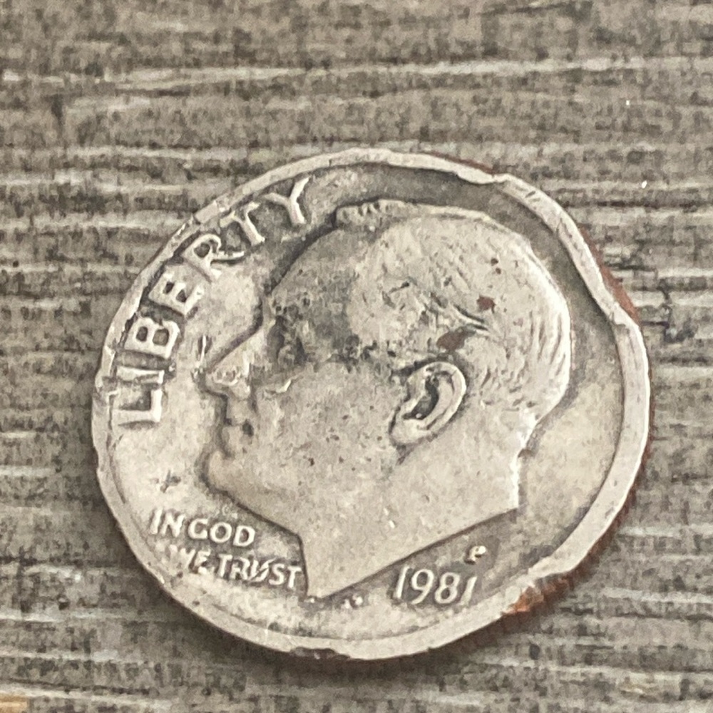Vintage 1981 P Roosevelt Dime Planchard Error USA Coin